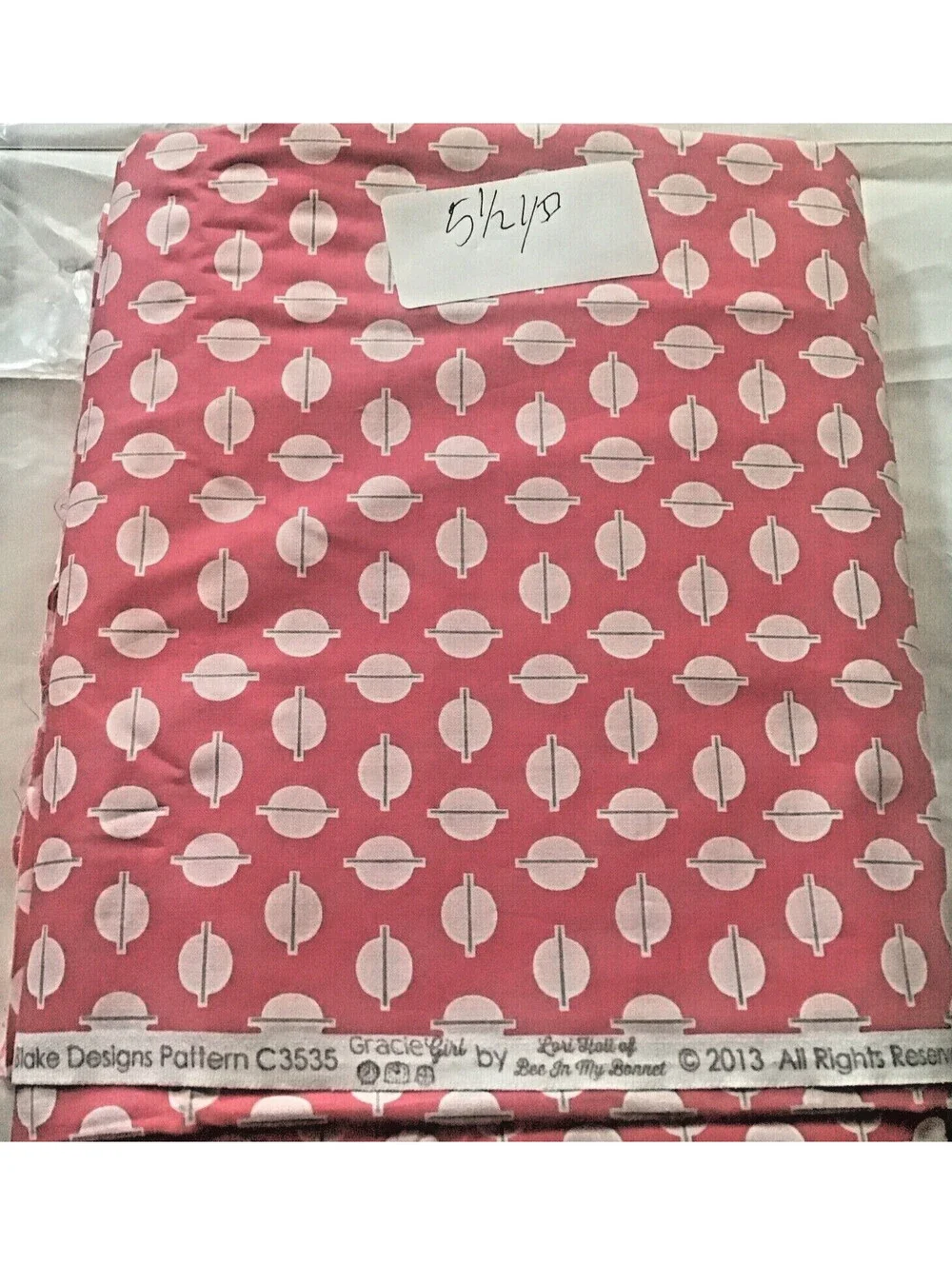 5.5 yds Riley Blake Patt C3535 mauve with white dots (2013)